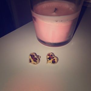 18K Gold Plated Heart Shaped Stud Earring Leopard